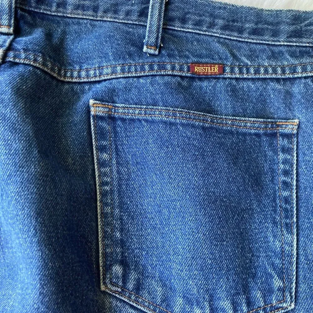 Rustler Jeans Sz 42x30 Mens Bootcut Blue Denim Work Outdoors Casual Camping Hike - Picture 7 of 7